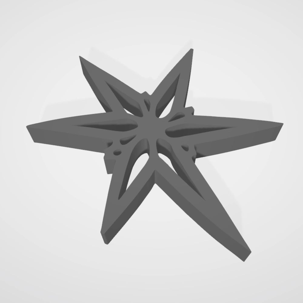 A forma de estrela extrudada como modelo 3D