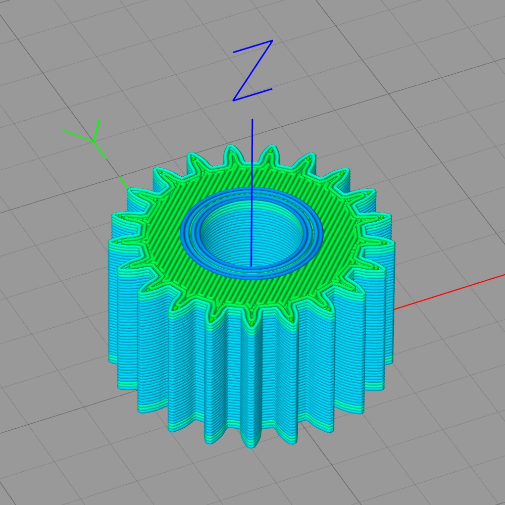 A gear GCODE file preview