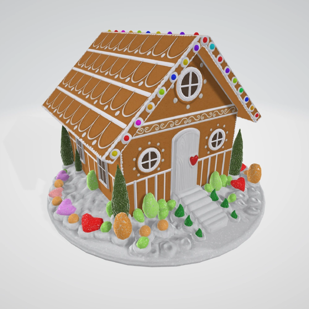 A fully textured OBJ gingerbread house file