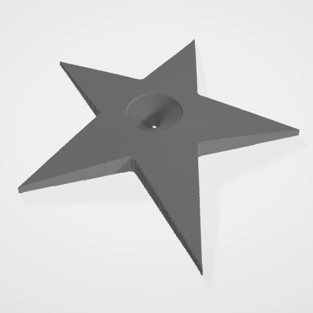 La forme de l'étoile traitée comme une carte de hauteur dans un modèle 3D
